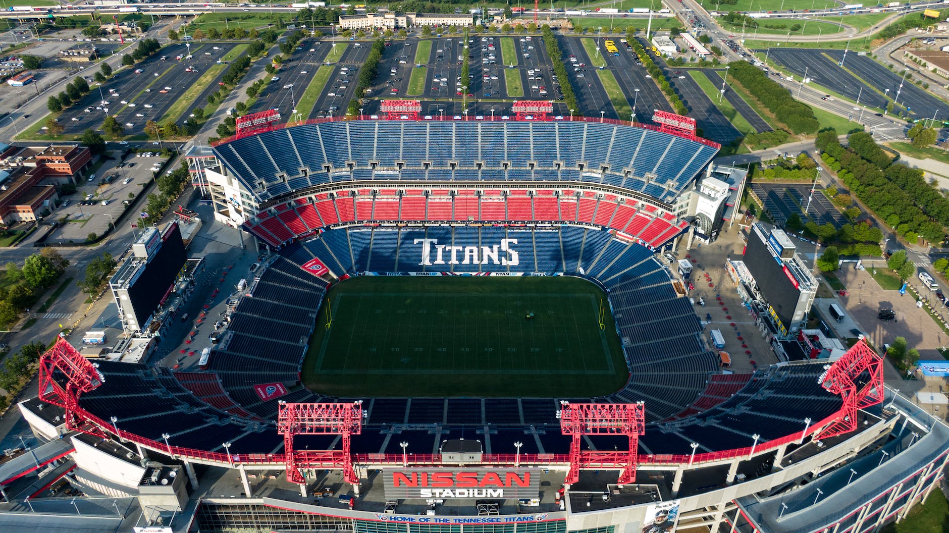 empty blue and red titans stadium