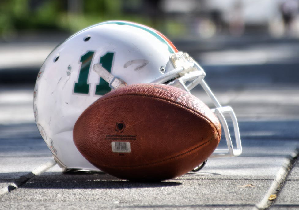 American Football Helmet Green Orange